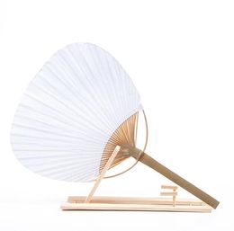 DHL100PCS Paddle Hand -fans met bamboe frame en hanteer trouwfeestje Gunsten Geschenken Paddle Paper Fan Spaans Fan