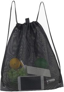 DHL100pcs sacs de rangement femmes Nylon maille noir grande capacité portable Sport sac à cordon été