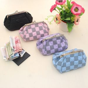 Dhl120pcs Prus à sacs à monnaie Lady Bubble Veille à carreaux Plaid imprimés Solid Courte de portefeuille Couleur de portefeuille