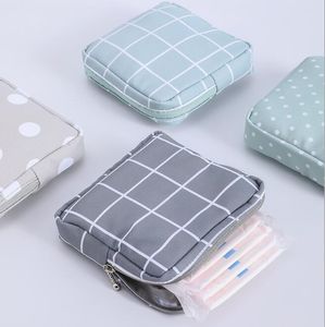 DHL200pcs Portemonnees Vrouwen Polyester Blank checker Prints Vierkante Portable Opbergtas Mix Kleur