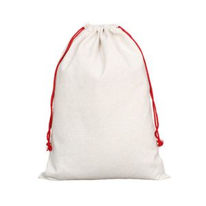 DHL20pcs Stuff Sacks Sublimation DIY Blanc Blanc Toile De Noël Père Noël Cadeau Cordon Sacs Taille 29x37cm