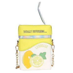 DHL50pcs sacs de messager femmes PU lait citron imprime fermeture éclair solide grande capacité Sport sac à bandoulière