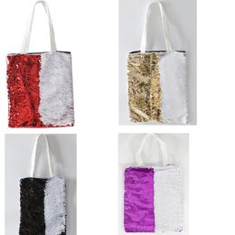 DHL50pcs sacs à provisions Sublimation bricolage blanc blanc Polyester coton modèle Vertical grande capacité sac à main mélange de couleurs