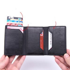 DHL50pcs Vintage antivol hommes porte-carte de crédit bloquant Rfid portefeuille en cuir unisexe informations de sécurité en aluminium métal sac à main