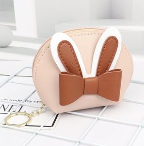 DHL50pcs portefeuille sac femmes PU lapin décoration coquille en forme de trapèze multi-fonctionnel Portable court porte-monnaie mélange couleur