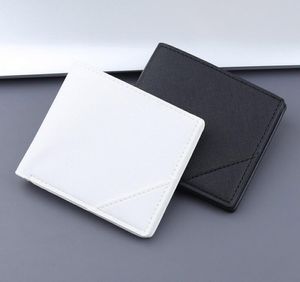DHL50pcs portefeuilles hommes PU plaine Patchwork deux pliable affaires court porte-carte de crédit noir blanc
