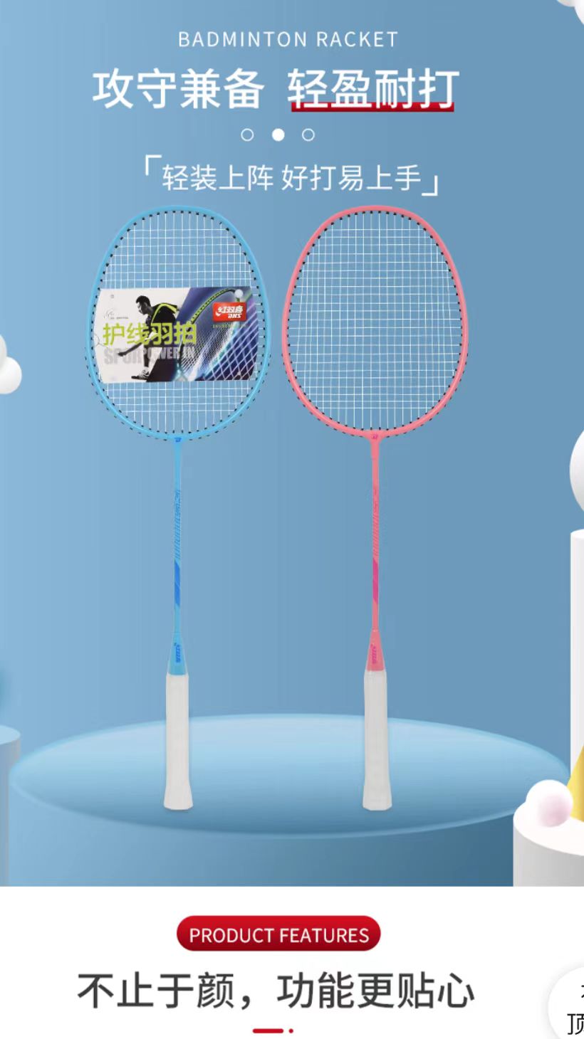 DHS XI Badminton Racket Double 2 set di attrezzature per principianti addestramento Racket badminton 1010 nero e blu