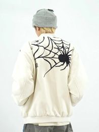 Dhss China-chique Amerikaanse High Street Borduren Spider Jacket Baseball Shirt Plus Katoen Verdikt Herfst Winter Losse Mode