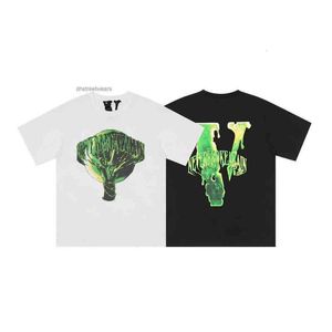 Dhstreetwear t-shirts Vert foncé Anglais Melting Big Loose Short Sleeve T-shirt Homme et Femme HalfA1