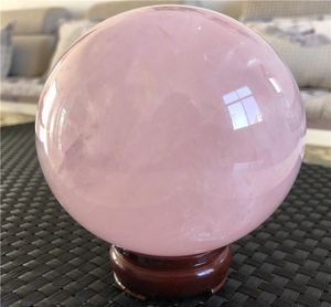 DHX Wholesale vendant chaud SW Top Quality 10 cm Grand Quartz Natural Crystal Sphère Méditation Rose Crystal Ball Reiki Guérison Retirez les souvenirs d'anniversaire négatifs