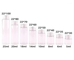 Dia 22 mm 5ml 10ml 20ml 25 ml bouteilles en verre transparent flacons de pot mignons terrarium avec artisanat de mariage à vis argenté 100pcs182684202420116