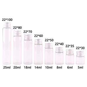 Dia 22 mm 5 ml 10ml 20ml 25 ml bouteilles en verre transparent mignons flacons de pot terrarium avec artisanat de mariage à vis en argent 100pcs