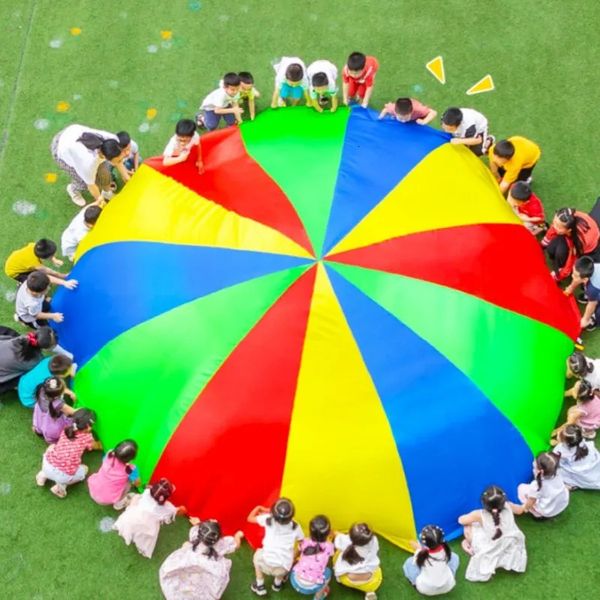 Dia 2 m Sports développer le développement en plein air arc-en-ciel parapluie Parachute jouet Ballute jouer JumpSack 816 Bracelet 240202