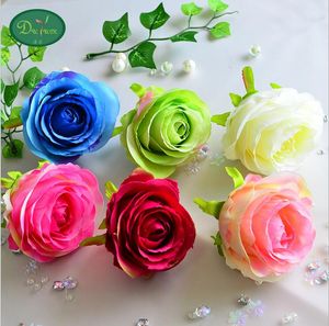Dia 3.9 pouces 10 cm fleurs en soie gros rose têtes fleurs artificielles diamètre fausses fleurs tête de haute qualité WR005