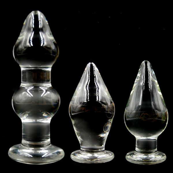 Dia 48mm à 80mm Pyrex Cristal Verre Anal Plug Big Long Verre Butt Plug Pénis Adulte G-spot Mâle Masturbateur Gode Gay Sex Toys Y200411