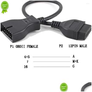 Diagnostische Hulpmiddelen Auto Dignotsic Scanner Snoer Voor G 12 Pin 12Pin Mannelijke Obd 2 16 Vrouwelijke Connector Adapter Uitbreiding Drop levering Automobi Otzek