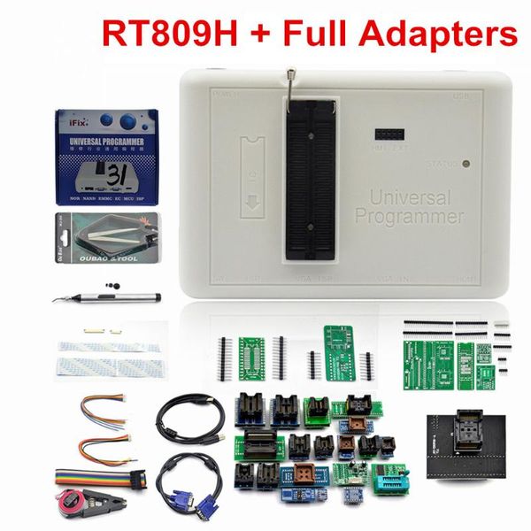 Herramientas de diagnóstico Alta calidad Original RT809H EMMC-Nand FLASH Programador universal extremadamente rápido +36 adaptadores + Cable Edid CON CABELS