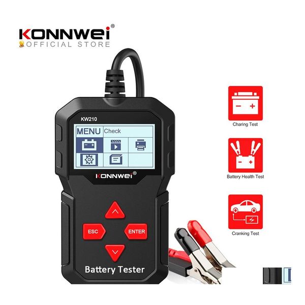 Outils de diagnostic Konnwei Kw210 Matic Smart 12V Analyseur de testeur de batterie de voiture 100 à 2000Cca Démarrage Drop Delivery Mobiles Motos Dhqq2