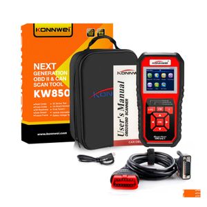 Herramientas de diagnóstico Konnwei Obd2 Odb2 Escáner KW850 FL Función Diagnóstico de automóvil Lector de código de motor Obd Entrega de entrega Móviles Motocicletas V Dhril