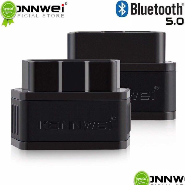 Outils de diagnostic Nouveau scanner de voiture Elm327 Obd2 Konnwei Bluetooth -5.0 Elm 327 V 1.5 Outil de diagnostic Obd 2 V1.5 pour iOS Android Drop Deli Dhgij