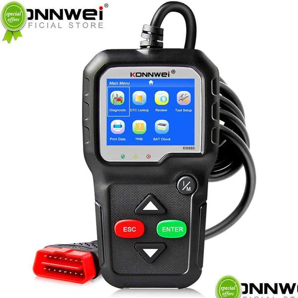 Outils de diagnostic Nouveau scanner Obd2 Obd 2 outil de diagnostic de voiture Konnwei KW680S langue russe livraison directe automobiles motos Vehi Dhwjj