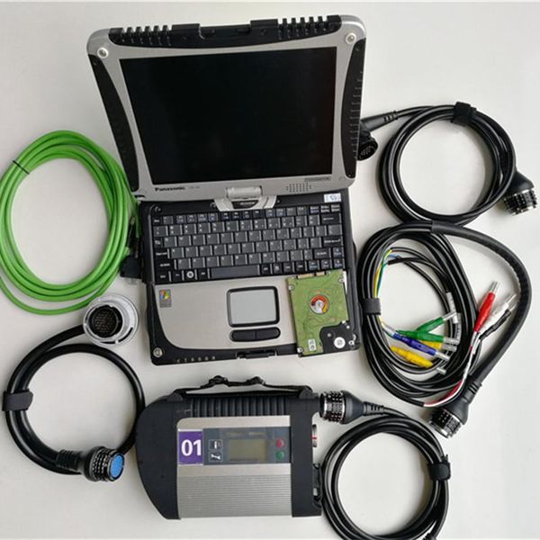 Herramientas de diagnóstico Conector OBD2 MB Star C4 y 4G Notebook Cf19 Instale el último software 2021.06v para herramienta de automóvil