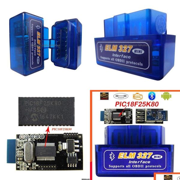 Outils de diagnostic Super Mini Elm327 Bluetooth Obd2 V1.5 Elm 327 V 1.5 Obd 2 Scanner pour voiture Elm-327 Obdii Code Diagnostic-Outils Drop DHBVS