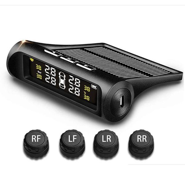 Herramientas de diagnóstico Wireless USB TPMS Presión de neumáticos 4pcs incorporados en el sensor externo Tipo de pantalla en tiempo real Alarma de automóvil Panel de control digital Andr Otejj