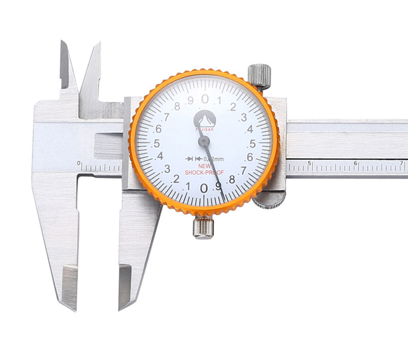 Freeshipping Dial Caliper 0-150mm 200mm 300mm / 0,02mm Vernier Caliper Rostfritt stål Stötsäker metrisk mikrometermätare Mätverktyg