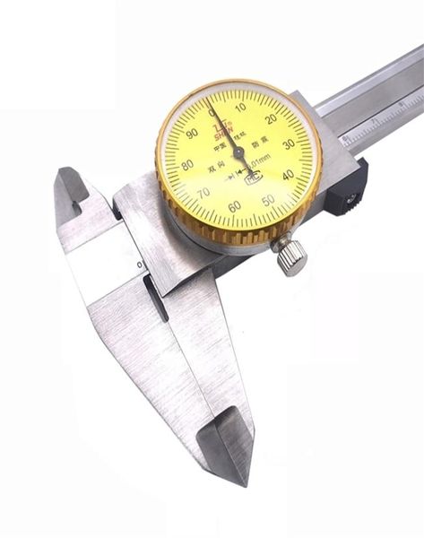 Calibradores de dial 0150 mm 001 mm 0200 300 mm Industria de alta precisión Calibrador Vernier de acero inoxidable Herramienta de medición a prueba de golpes 2109224596577