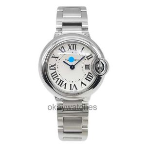 Kies werken automatisch horloges Carter 28 mm blauwe ballonreeks Silver White Plate Quartz Watch Womens W 6 9 0 1 Z 4