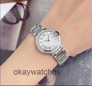 Cadran fonctionnant des montres automatiques Certificat de boîte de tir Carter 28 mm ballon bleu diamant Original W4BB0015 Quartz Womens Watch