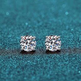 Diamantes Cz Joyas De Plata 925 Agujas Puras Pendientes Dama Cuadrado Moiseanite - Oreille