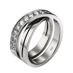 Diamants Legers Ring Cross Connection for Woman Designer Diamond 925 Silver T0P Calidad Reproducción oficial de la marca Luxury Diseñador de aniversario de joyería Regalo 017