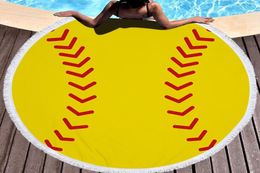 diamètre 150 cm Baseball Softball Tapisserie Serviette de plage Couverture ronde avec gland Plage Jeter rond Sports Yoga Mat 5 couleurs 8044734