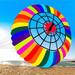 Diameter 300cm Power Single Line Rainbow Light Ring Kite / Ripstop Nylon Kites met Flying Tools Beach Kite Flying 0110