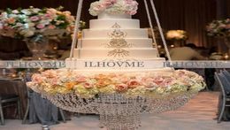 Diamètre 40cm 45cm 60cm Luxury Hanging Cake Rack de mariage Stand de gâteau transparent Perles de cristal en acrylique Décoration de table principale 246L1846535