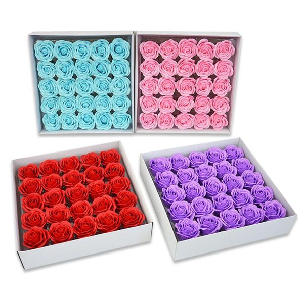 Diamètre 6CM Main Artificielle Rose Savon Tête De Fleur Fleurs Éternelles Mariage Saint Valentin Fête Des Mères DIY Bouquet Matériel Décoratif Fournitures De Fête 25pcs