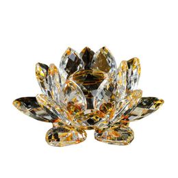 Diamètre 6cm fait des bougeoirs de lotus en cristal à la main pour les décorations de table coustilles détenteurs de tuoducs lotus fleurs figurines Ornement Party Dinner Decor