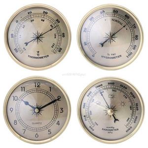 Diameter 90mm Gold Frame Wall Hanging Thermometer Alarm Clock Hygrometer Barometer for Laboratories