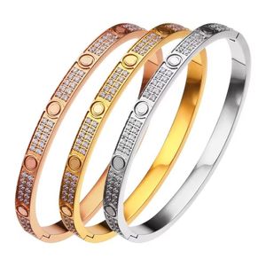 Brazalete de alta calidad chapado en oro de 18 quilates con diamantes, pulsera clásica para amantes de la moda para mujeres, boda, joyería para el día de la madre, regalos para mujeres