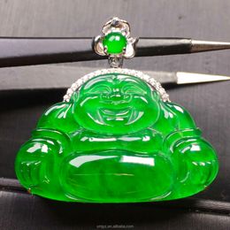 Diamant un grade jadéite Ruyi Guanyin blanc or vert vert violet jade Bouddha Pendant collier
