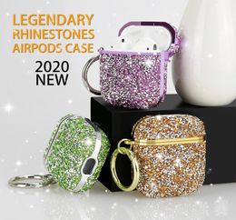 Diamond Airpod Case Bling Ecoutphone Couvercle complet Protecteur Sac de casque pour Apple Bluetooth Charging Wireless Charging with Retail BO1309154