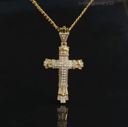 Joyería del collar de Hip Hop de los hombres de la moda del colgante de la cruz de la aleación del diamante