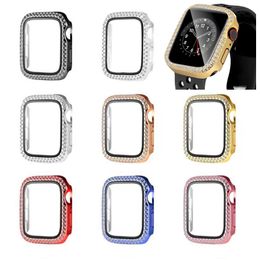 Études en diamant Apple Watch avec protecteur d'écran pour iwatch ultra 9 8 7 6 5 4 3 RHINESTONE 45 mm 41mm 44 mm 40 mm 42 mm 38 mm Bling Tocoping Glass Couvercle complet