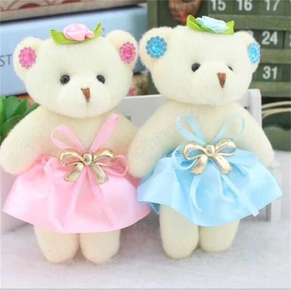 Mini juguetes de peluche de oso de diamantes, regalo pequeño relleno de dibujos animados, bolsa de muñeca de dulces de boda, Material de flores, venta al por mayor