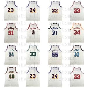 Jason Williams Maillot de basket-ball rétro crème Chainstitch Dennis Rodman Allen Iverson Hakeem Olajuwon Ray Allen Mike Bibby Shawn Kemp Kevin Garnett Chemise