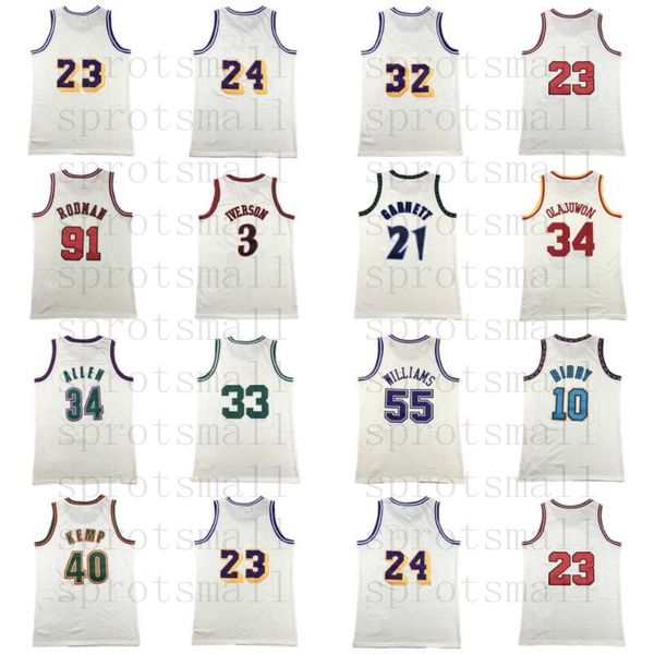 Jason Williams Maillot de basket-ball rétro crème Chainstitch Dennis Rodman Allen Iverson Hakeem Olajuwon Ray Allen Mike Bibby Shawn Kemp Kevin Garnett Chemise