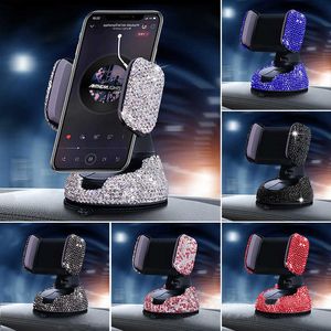 Diamond Bling Car Cell Phone Holder Girl Crystal Mount Universal Fit Mobile Holder Car Interior Accessories For Women