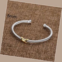 Twisted Bangle armband Pulsera Cuff Bangles Luxe sieraden voor vrouwen Men Zilveren Goud X -Vormige manchet Schakelbanden Geometrie sieraden voor geliefde veelzijdige geschenken sets sets doos